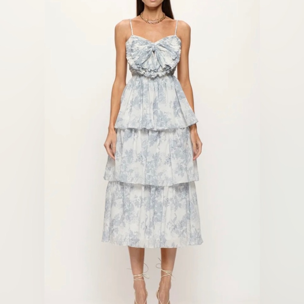Sofia the Label Bow Front Tiered Midi Dress